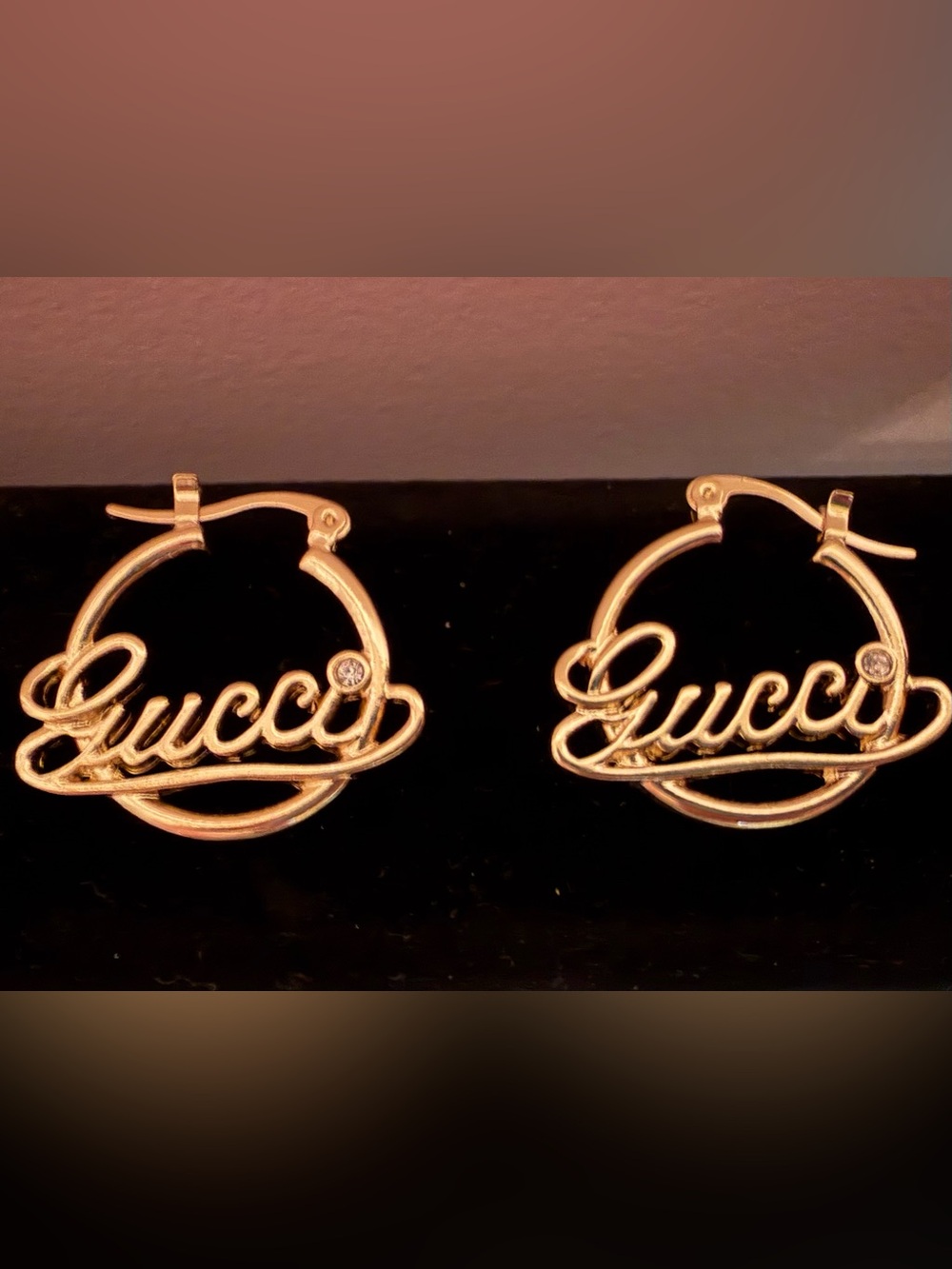 Gucci earrings gold hoop jewelry silver diamond rhinestone designer luxury NEW